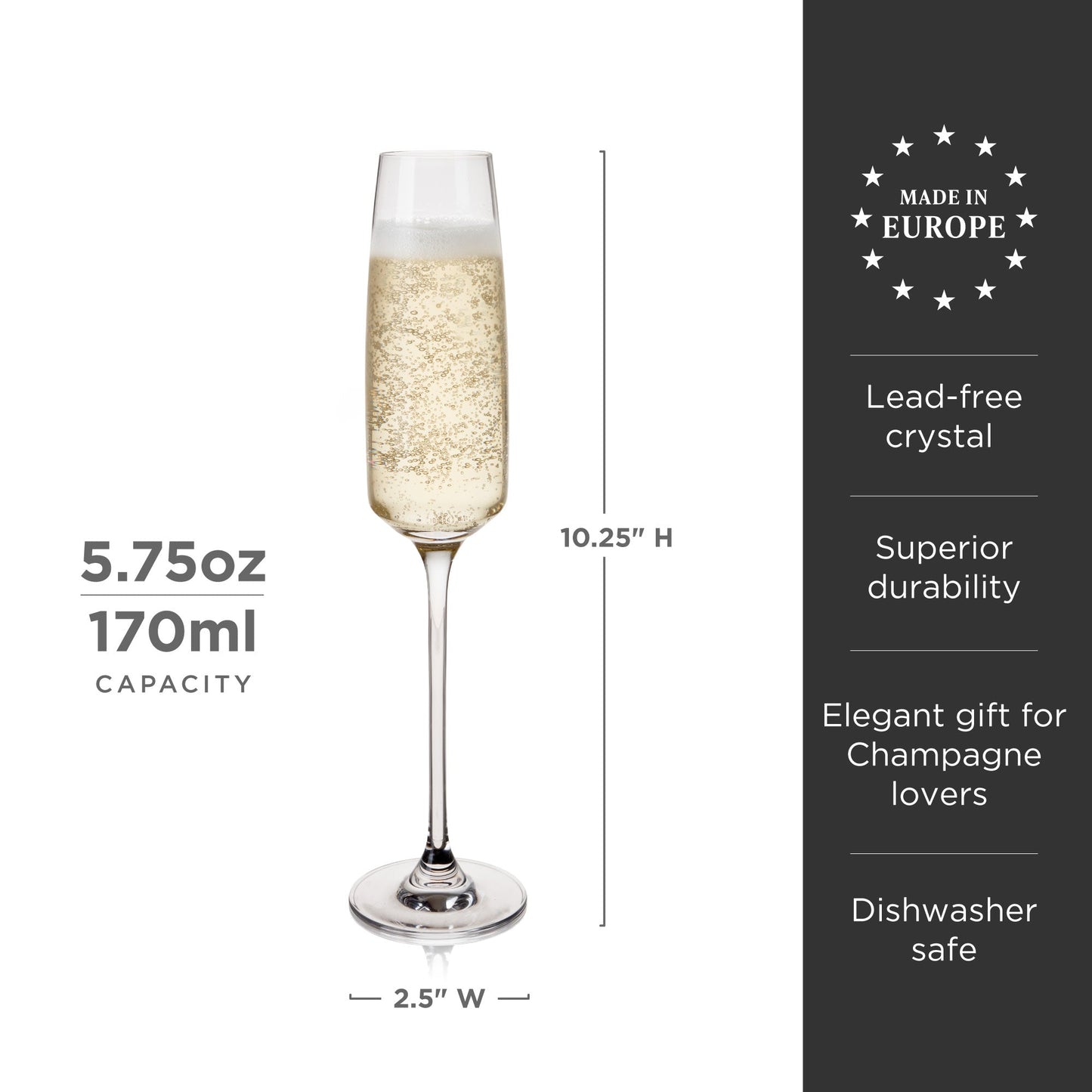 Set of Four Crystal Sparkling Wine Glasses