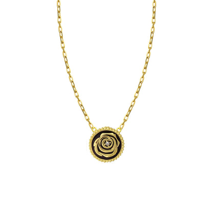 Rosie Passion Necklace gold-tone pendant with black enamel rose by Lauren G Adams on Tampa Home & Garden Store
