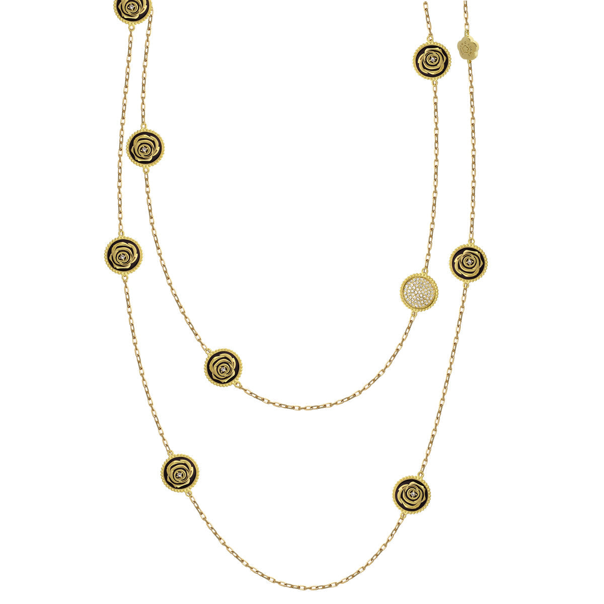 Rosie Passion Long Necklace gold-tone chain with rose charms by Lauren G Adams on Tampa on Tampa Home & Garden Store
