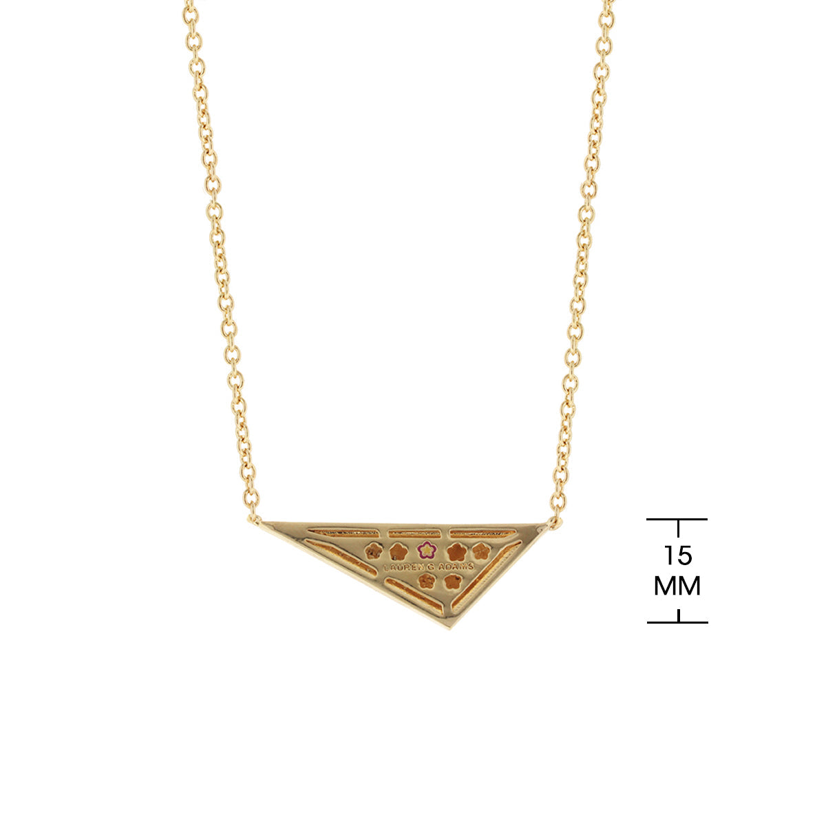 Triplet Necklace pendant gold-tone triangle with floral inlays by Lauren G Adams 15mm on Tampa Home & Garden Store