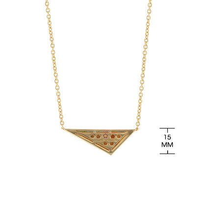 Triplet Necklace pendant gold-tone triangle with floral inlays by Lauren G Adams 15mm on Tampa Home & Garden Store