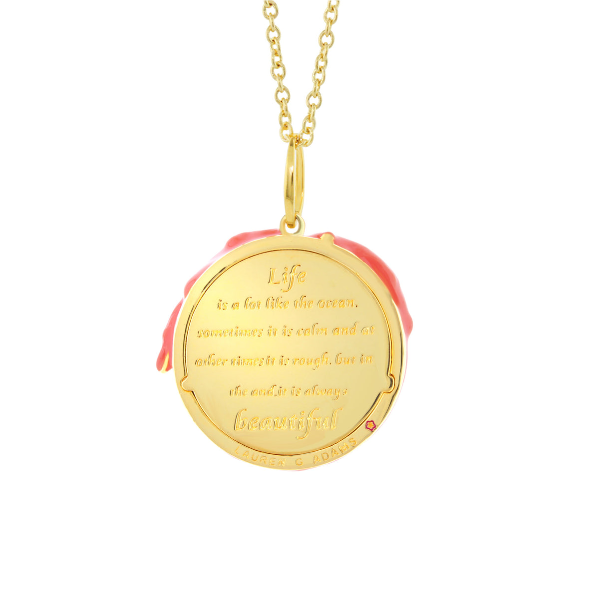 Pretty Little Things Starfish Necklace gold pendant with pink enamel edge by Lauren G Adams on Tampa Home & Garden Store