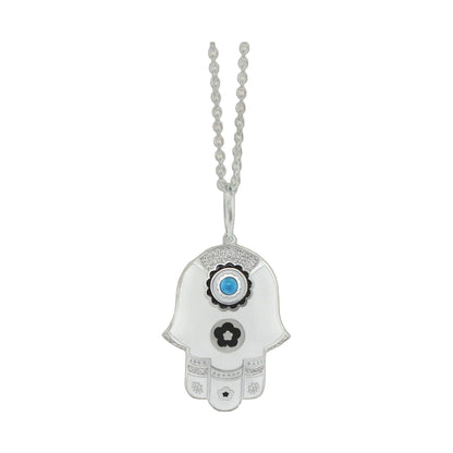 Lucky Hamsa Necklace pendant by Lauren G Adams with turquoise center and crystal trim on Tampa Home & Garden Store