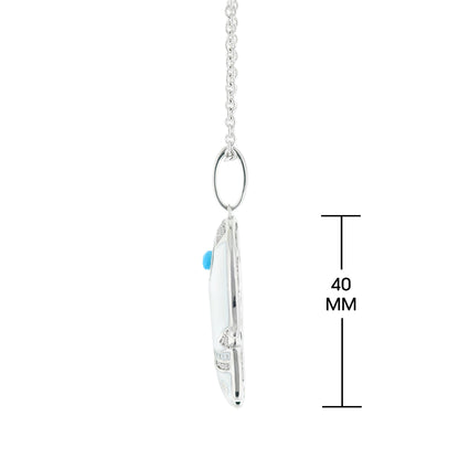 Lucky Hamsa Necklace pendant by Lauren G Adams in silver with enamel detail and blue accent bead on Tampa Home & Garden Store