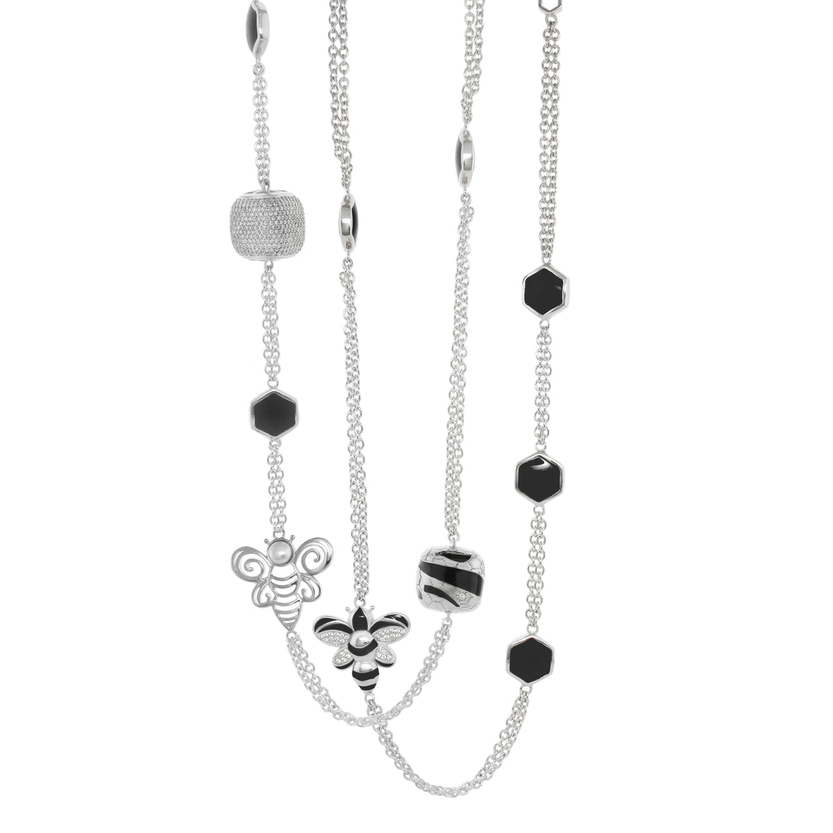 Beehive necklace by Lauren G Adams with layered silver chains and crystal beehive charm on Tampa Home & Garden Store