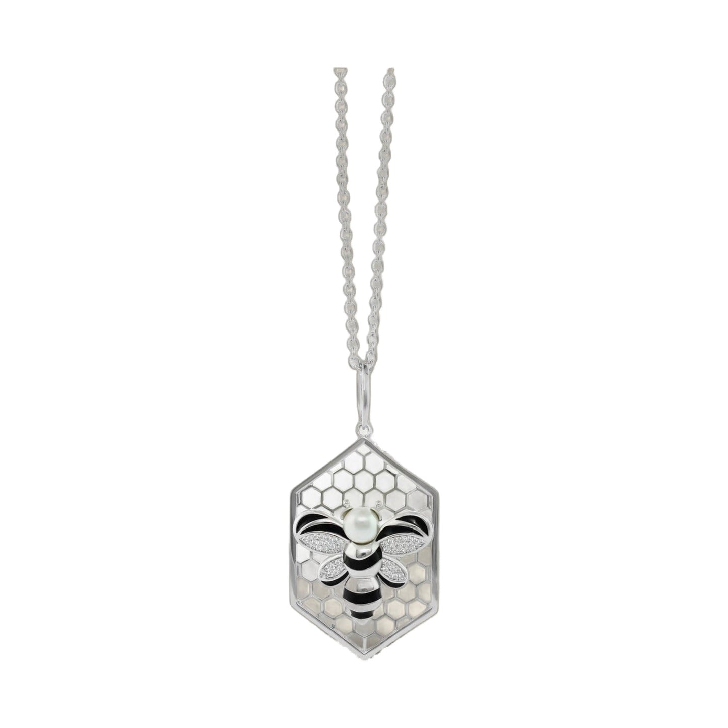 Beehive Necklace by Lauren G Adams featuring hexagonal honeycomb pendant and silver chain on Tampa Home & Garden Store