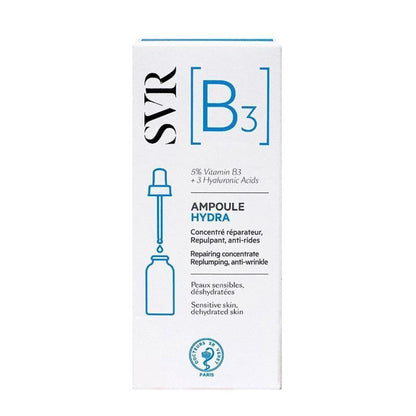 SVR B3 Hydrating Serum box with blue B3 logo, ampoule Hydra label, dropper graphic, 30ml on Tampa Home & Garden Store
