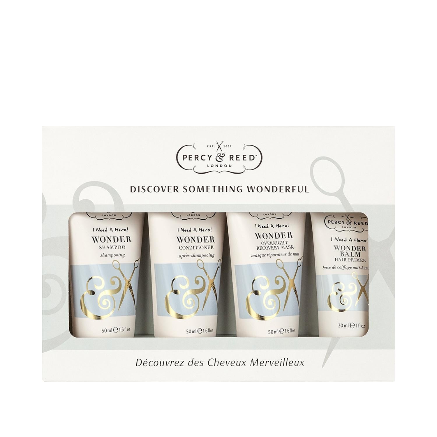 Percy & Reed Discover Something Wonderful Hair Care Set, 4-piece kit: Shampoo, Conditioner, Overnight Mask, Hair Primer on Tampa Home & Garden Store