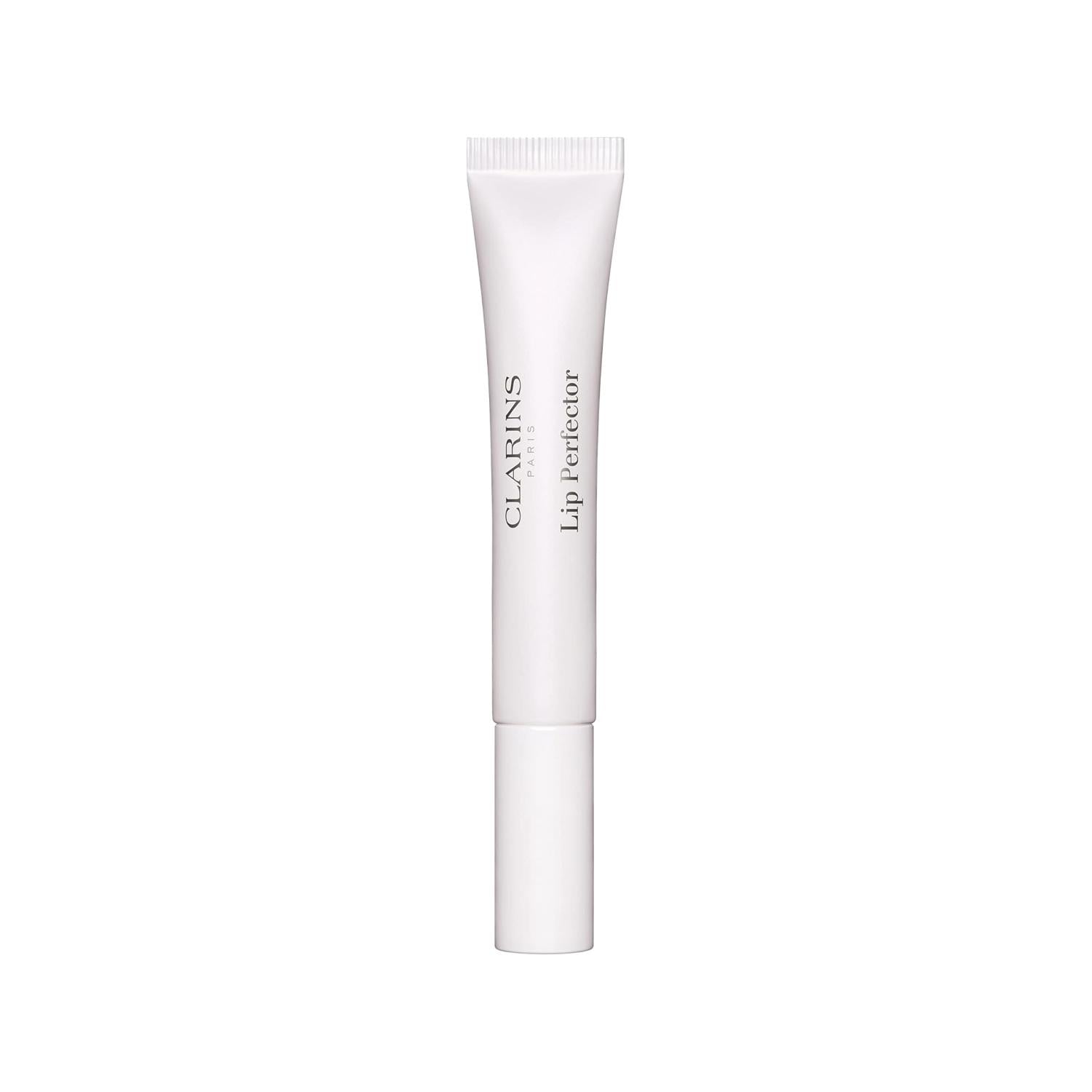 Clarins Lip Perfector Shade 20 lip gloss tube, white squeeze tube with vertical branding on Tampa Home & Garden Store