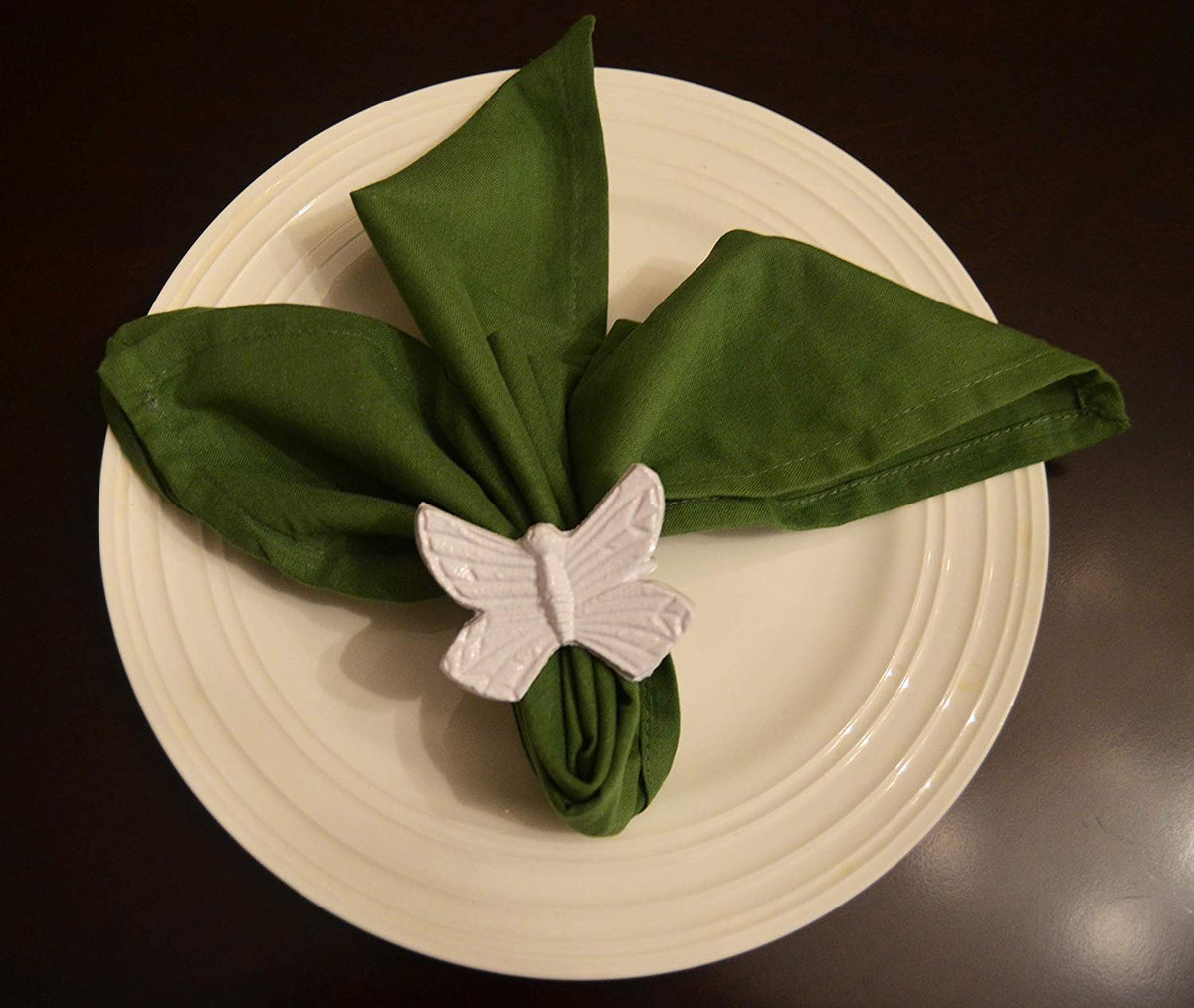 Vibhsa white butterfly napkin rings, aluminum, set of 4 on Tampa Home & Garden Store