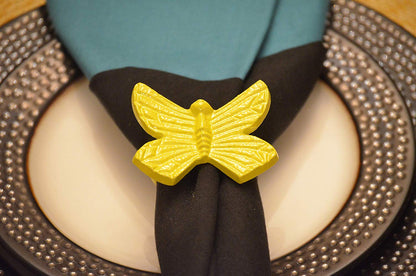 Vibhsa yellow butterfly napkin ring handcrafted aluminum for dining decor on Tampa Home & Garden Store