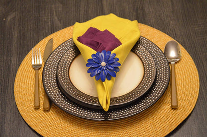 Vibhsa blue floral napkin rings set of 4 with pearl accents on Tampa Home & Garden Store