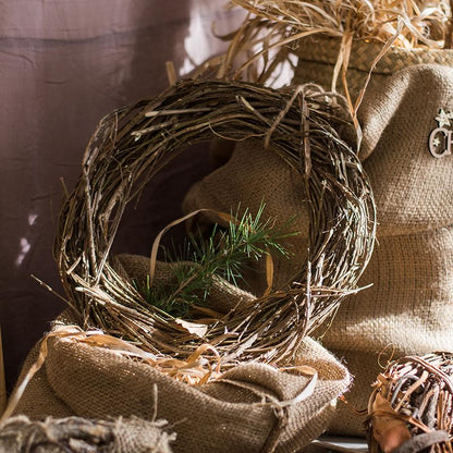 Fall natural rattan and willow wreath with pine sprig RusticReach on Tampa Home & Garden Store