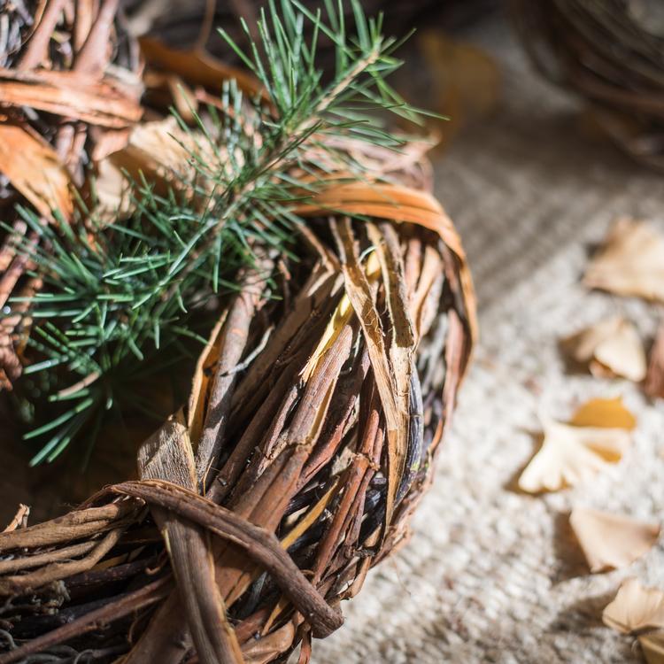 Fall natural rattan and willow wreath with pine greenery by RusticReach on Tampa Home & Garden Store