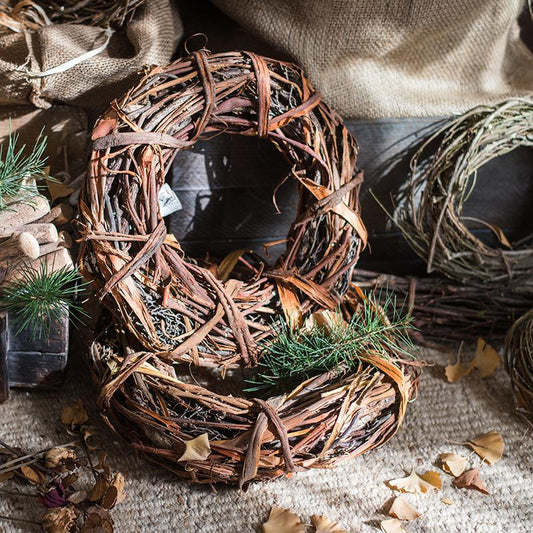 Fall natural rattan and willow wreath by RusticReach with natural brown tones on Tampa Home & Garden Store