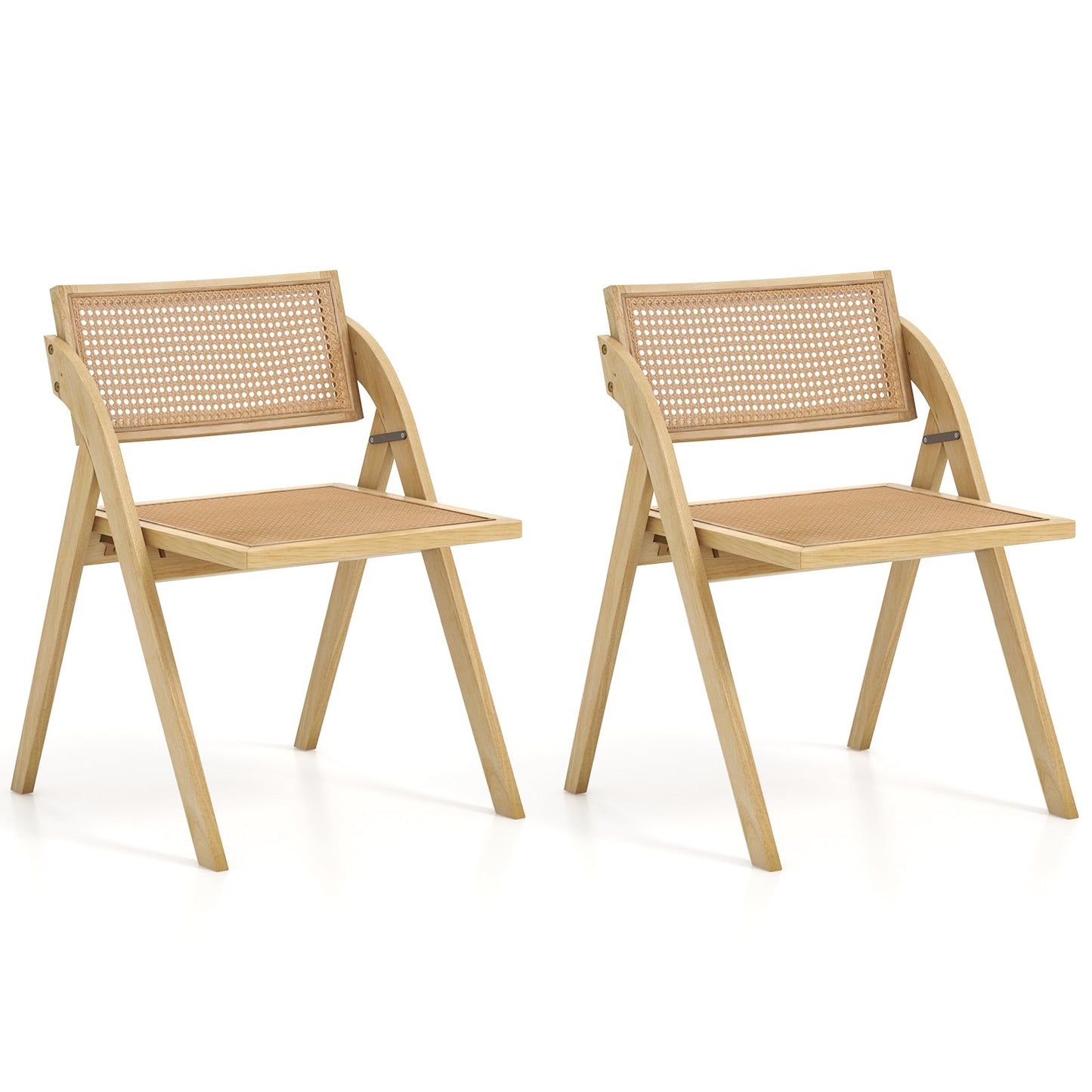 Foldable dining chairs set of 2 with woven rattan backrests DirectDeals on Tampa Home & Garden Store
