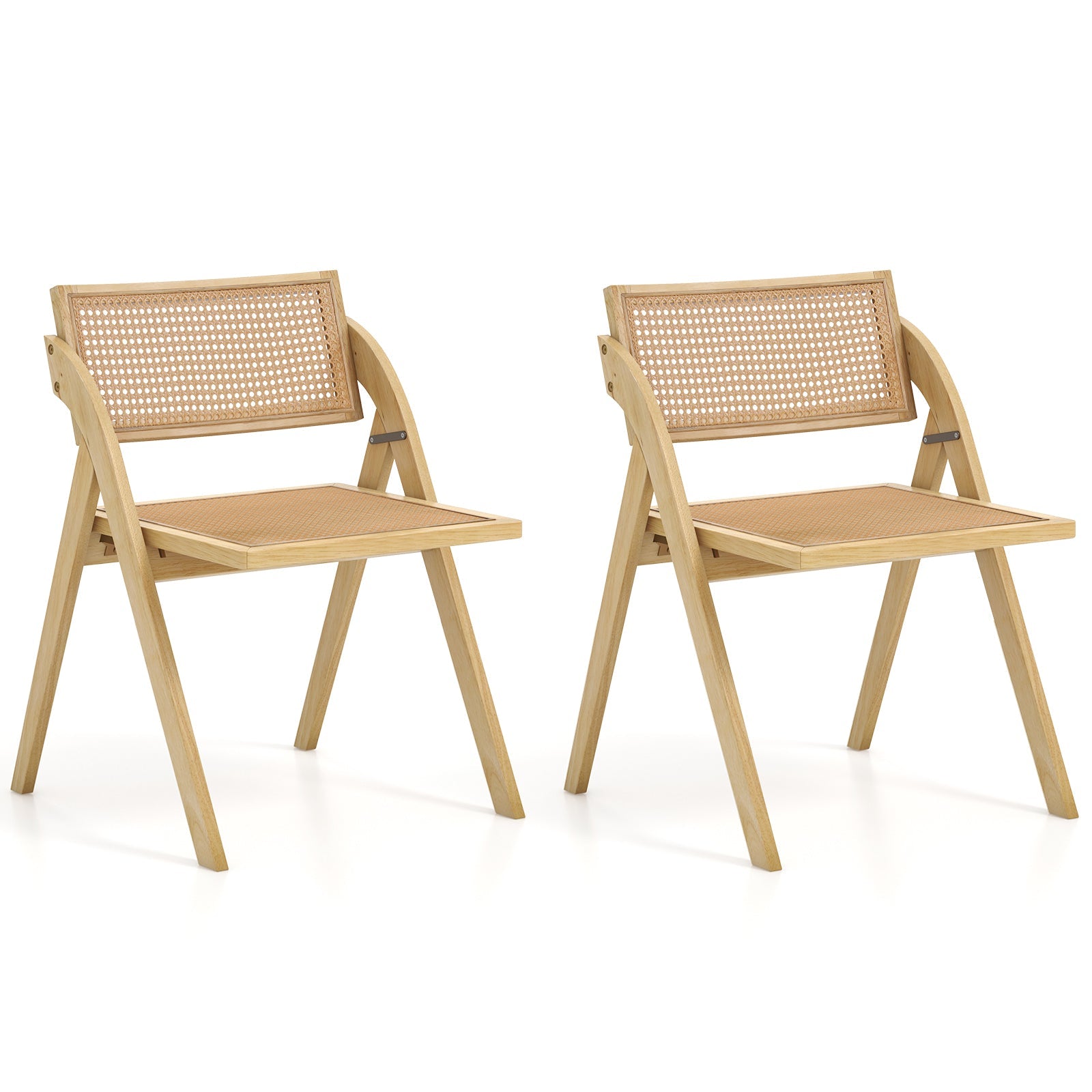 Foldable dining chairs set of 2 with woven rattan backrests DirectDeals on Tampa Home & Garden Store