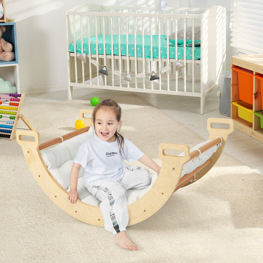 2-in-1 Arch Rocker with Soft Cushion for Toddlers-Natural - Tampa Home & Garden Store