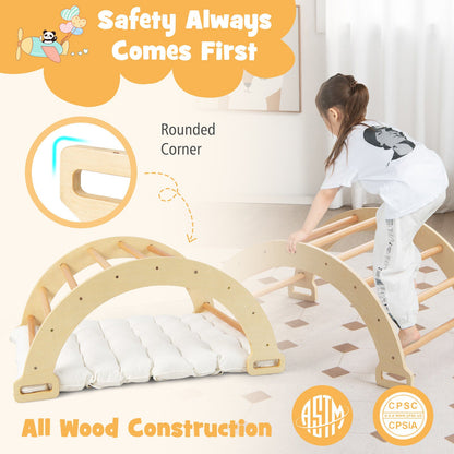 2-in-1 Arch Rocker with Soft Cushion for Toddlers-Natural