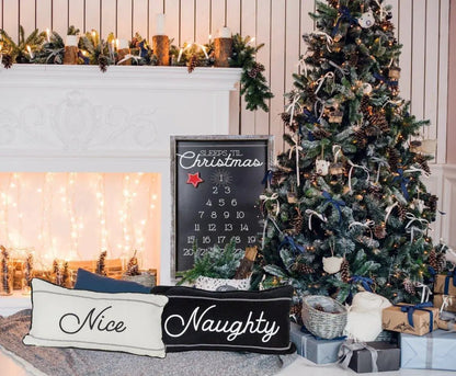 Naughty or Nice Pillow Reversible Christmas Decor
