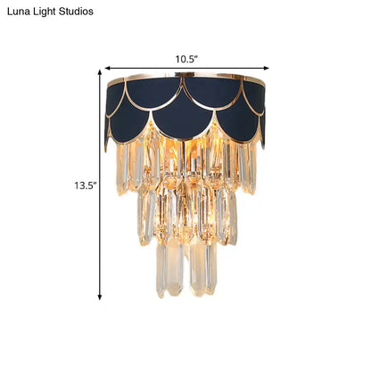 Crystal Modern Wall Sconce by Decorbites with scalloped shade, gold trim, and crystal prisms on Tampa Home & Garden Store