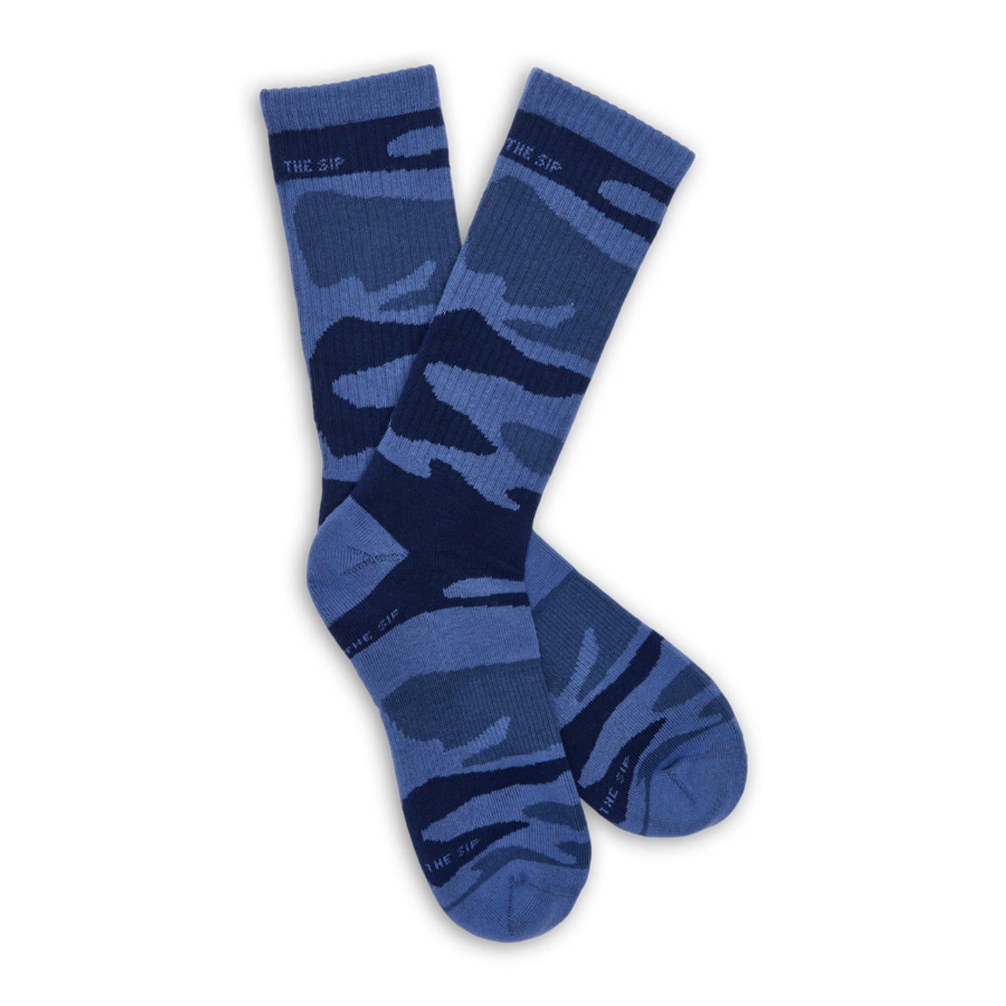 DeadSoxy Navy Camo Socks 2-Pack, blue camouflage crew-length socks on Tampa Home & Garden Store