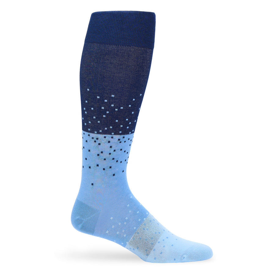Navy Ombre Dot Dress Socks DeadSoxy, knee-high colorway navy to light blue with dots on Tampa Home & Garden Store