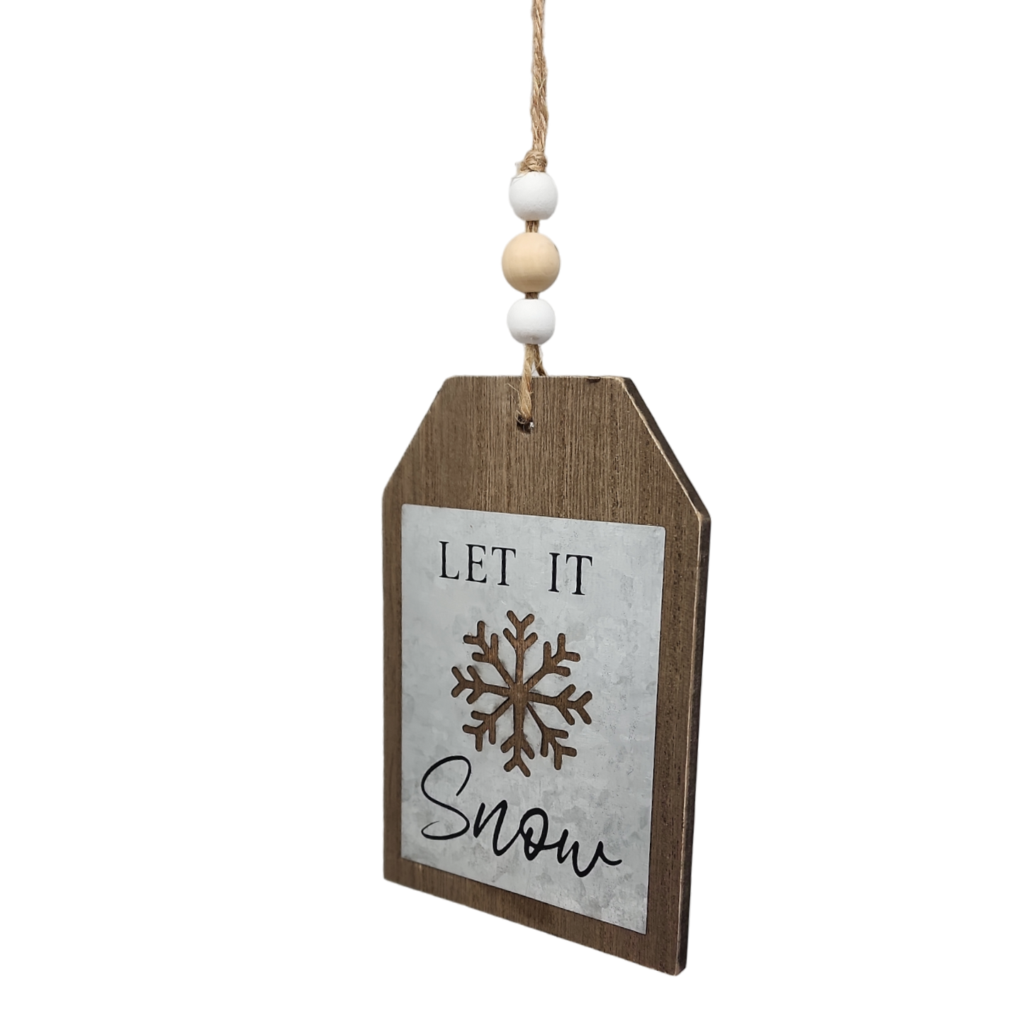 Letrero navideño con colgante de cuentas -