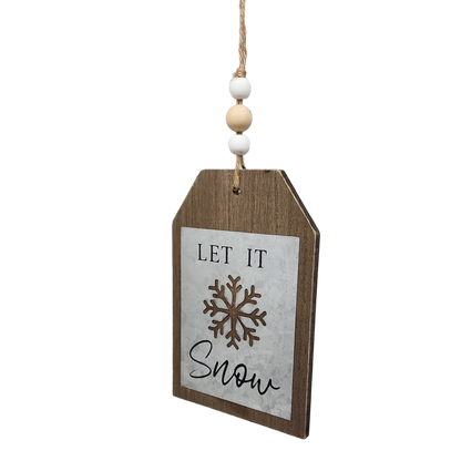Letrero navideño con colgante de cuentas -