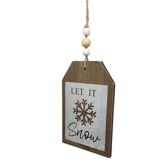 Holiday Tag Sign with Beaded Hanger - - Tampa Home & Garden Store