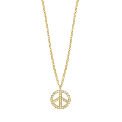 Gold-tone Peace Sign Necklace with crystal pave pendant from Lauren G Adams Girl's Collection chain on Tampa Home & Garden Store