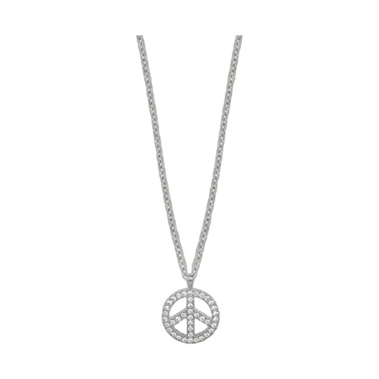 Peace Sign Necklace by Lauren G Adams, silver-tone chain with pave crystal peace pendant on Tampa Home & Garden Store