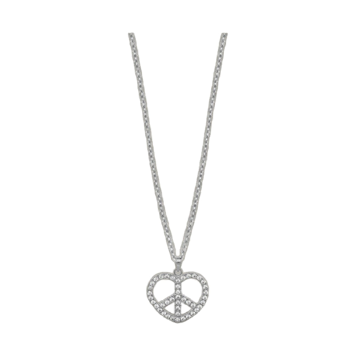 Children's pave heart peace necklace on silver chain by Lauren G Adams, Girl's Collection on Tampa Home & Garden Store