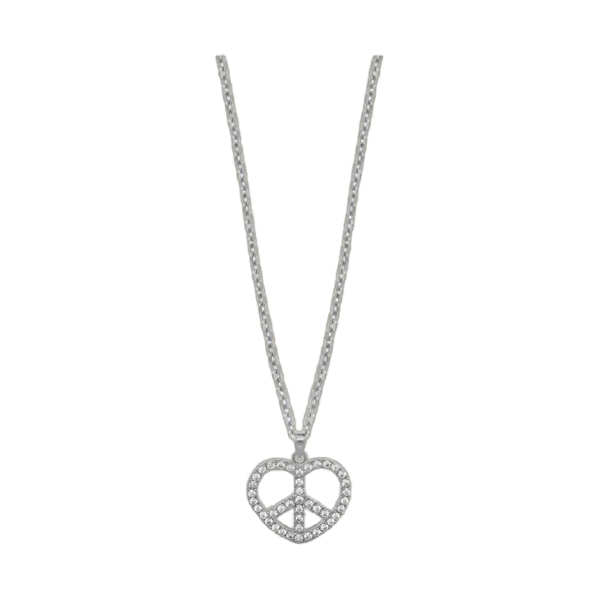 Children's pave heart peace necklace on silver chain by Lauren G Adams, Girl's Collection on Tampa Home & Garden Store