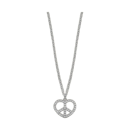 Children's pave heart peace necklace on silver-tone chain by Lauren G Adams, Girl's Collection on Tampa Home & Garden Store