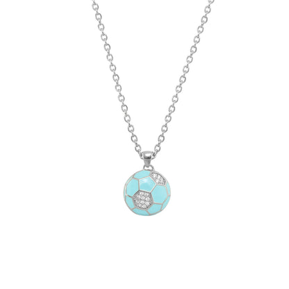 Childrens Pendant Necklace Lauren G Adams chain turquoise enamel ball pendant with crystals on Tampa Home & Garden Store