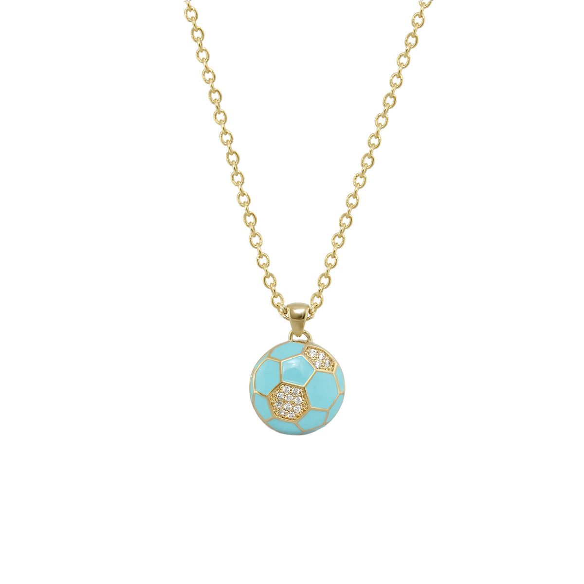 Childrens Pendant Necklace gold chain turquoise mosaic pendant with crystals Lauren G Adams on Tampa Home & Garden Store