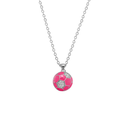 Childrens Pendant Necklace pink enamel soccer ball with crystals by Lauren G Adams on Tampa Home & Garden Store
