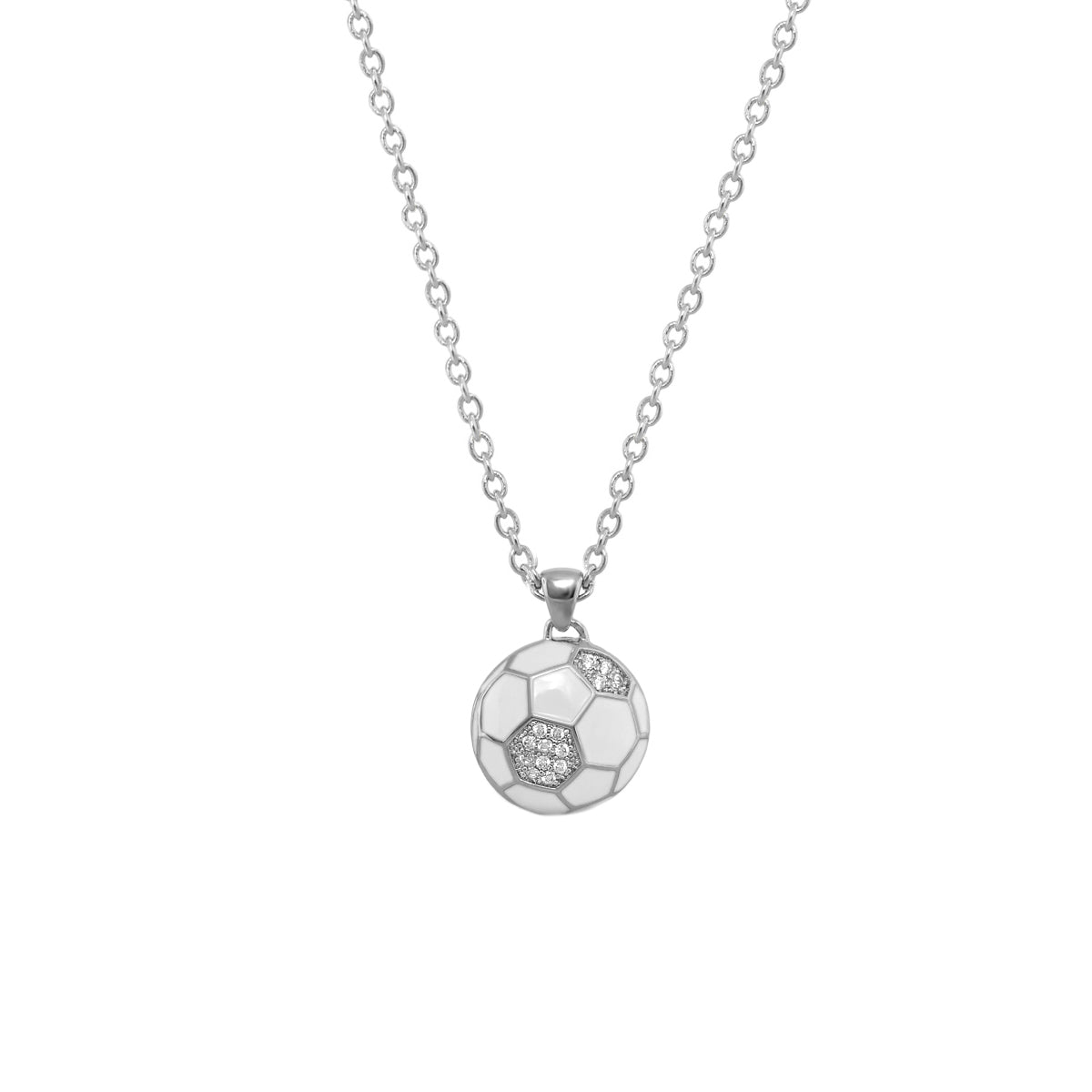 Childrens Pendant Necklace by Lauren G Adams; soccer ball charm with pave accents on chain on Tampa Home & Garden Store
