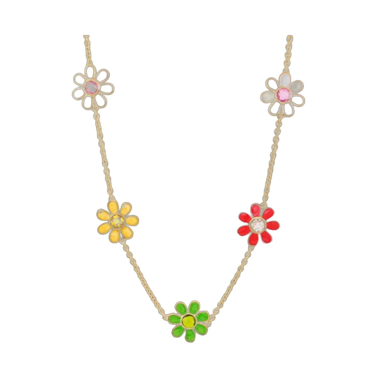 Daisy Bouquet Flower Necklace by Lauren G Adams; gold-tone chain with daisy pendants on Tampa Home & Garden Store