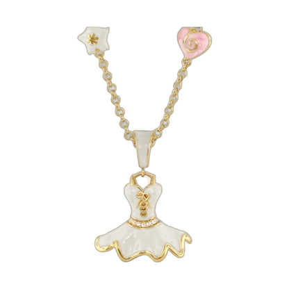 Beautiful Ballet Necklace with white star charm and pink heart charm on a gold-tone chain on Tampa Home & Garden Store