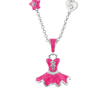 Ballet Necklace pink dress pendant on chain with star & heart charms Lauren G Adams on Tampa Home & Garden Store