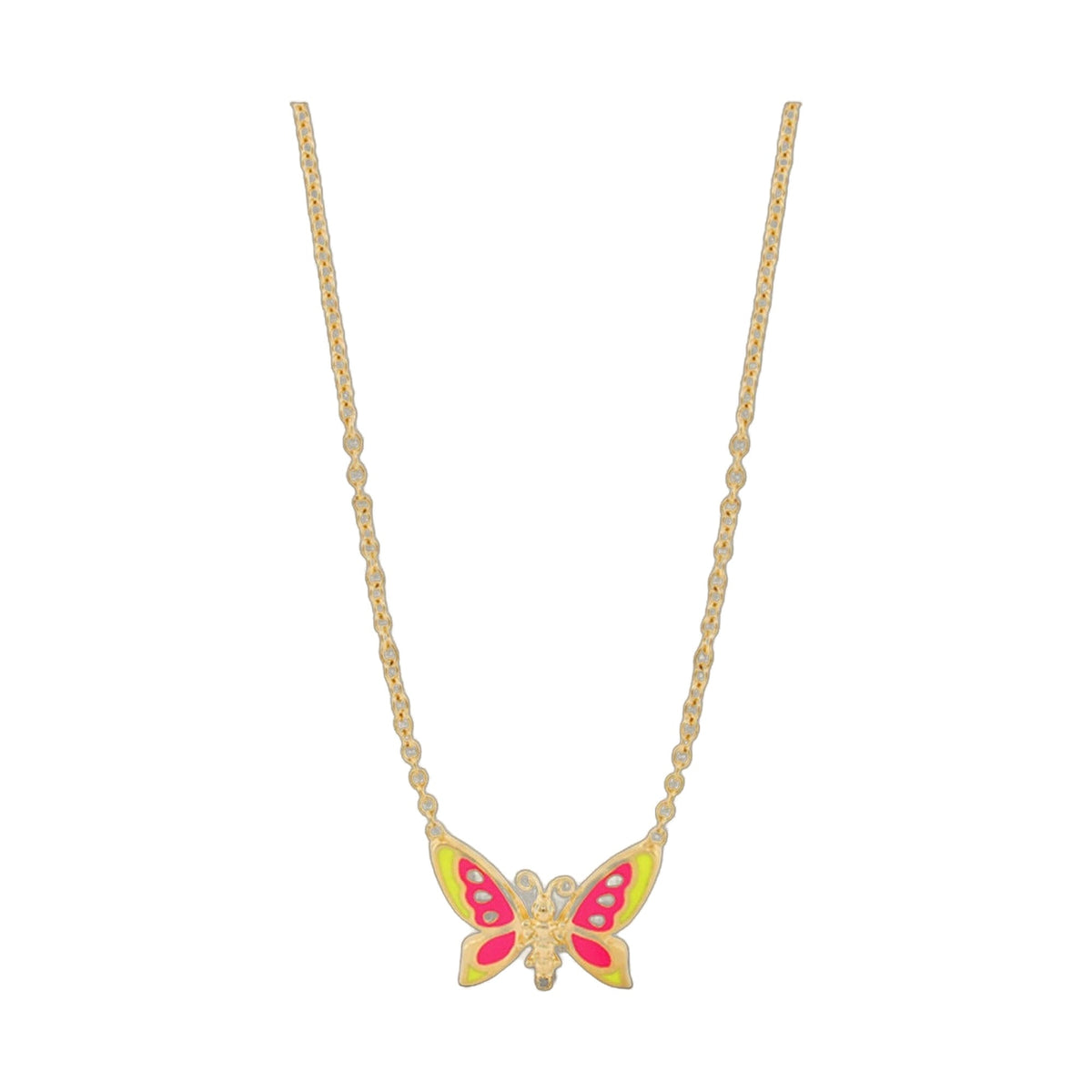 Dream Garden Butterfly Necklace by Lauren G Adams, gold chain with vibrant enamel butterfly pendant on Tampa Home & Garden Store