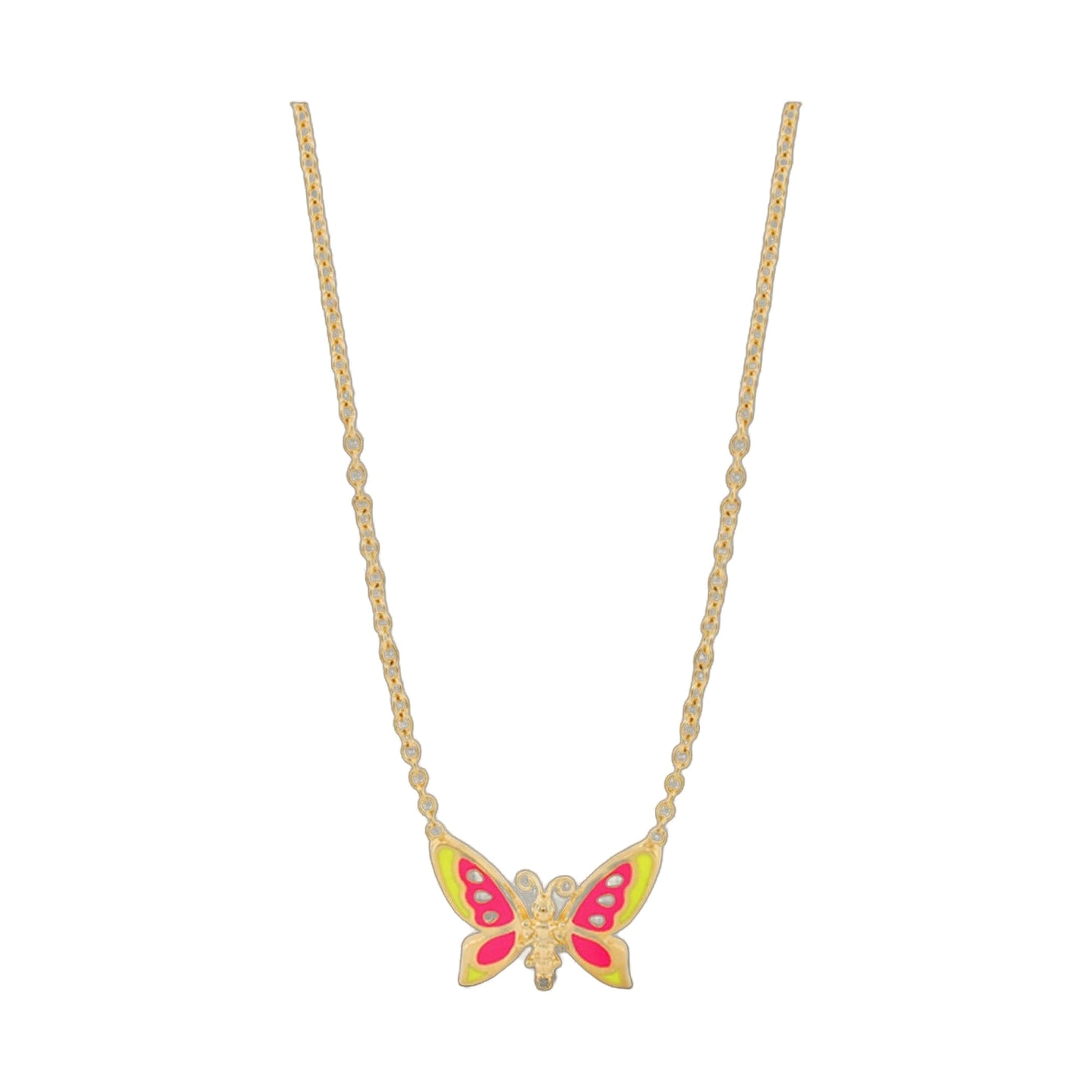 Dream Garden Butterfly Necklace by Lauren G Adams, gold chain with vibrant enamel butterfly pendant on Tampa Home & Garden Store