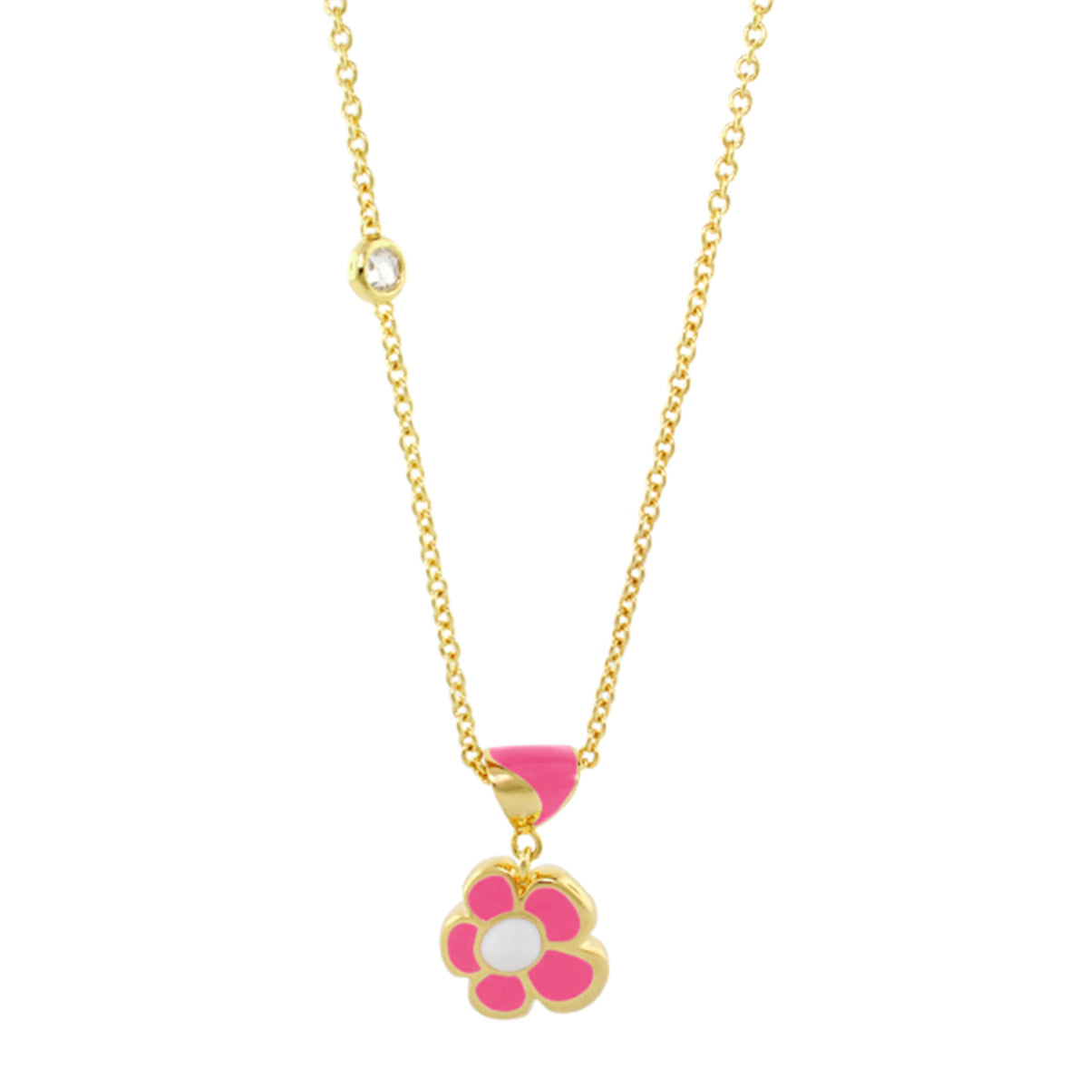 Hu La La Child's Necklace by Lauren G Adams with gold-tone chain and pink flower pendant on Tampa Home & Garden Store
