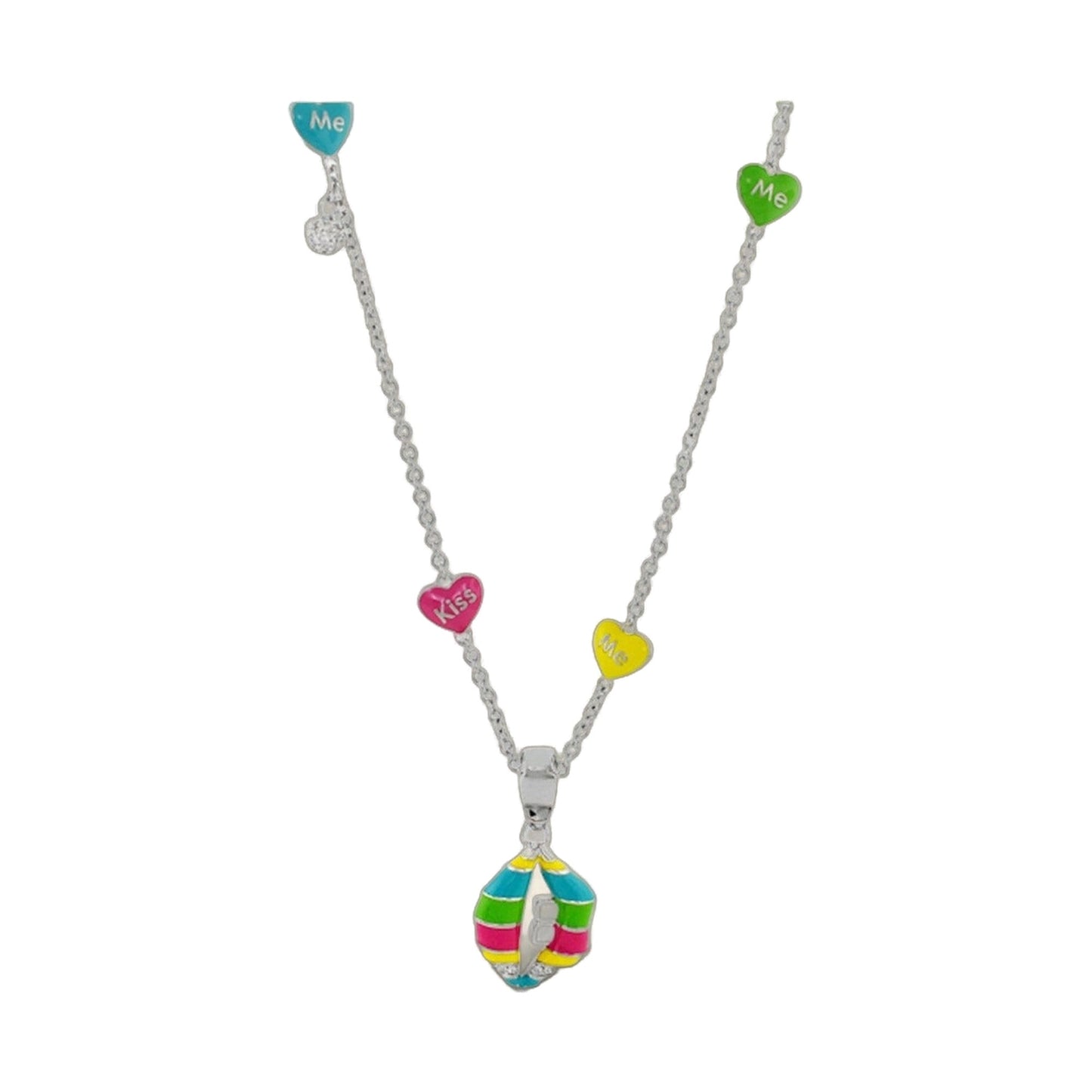 Kiss Me Necklace by Lauren G Adams, chain with enamel heart charms Me and Kiss on Tampa Home & Garden Store