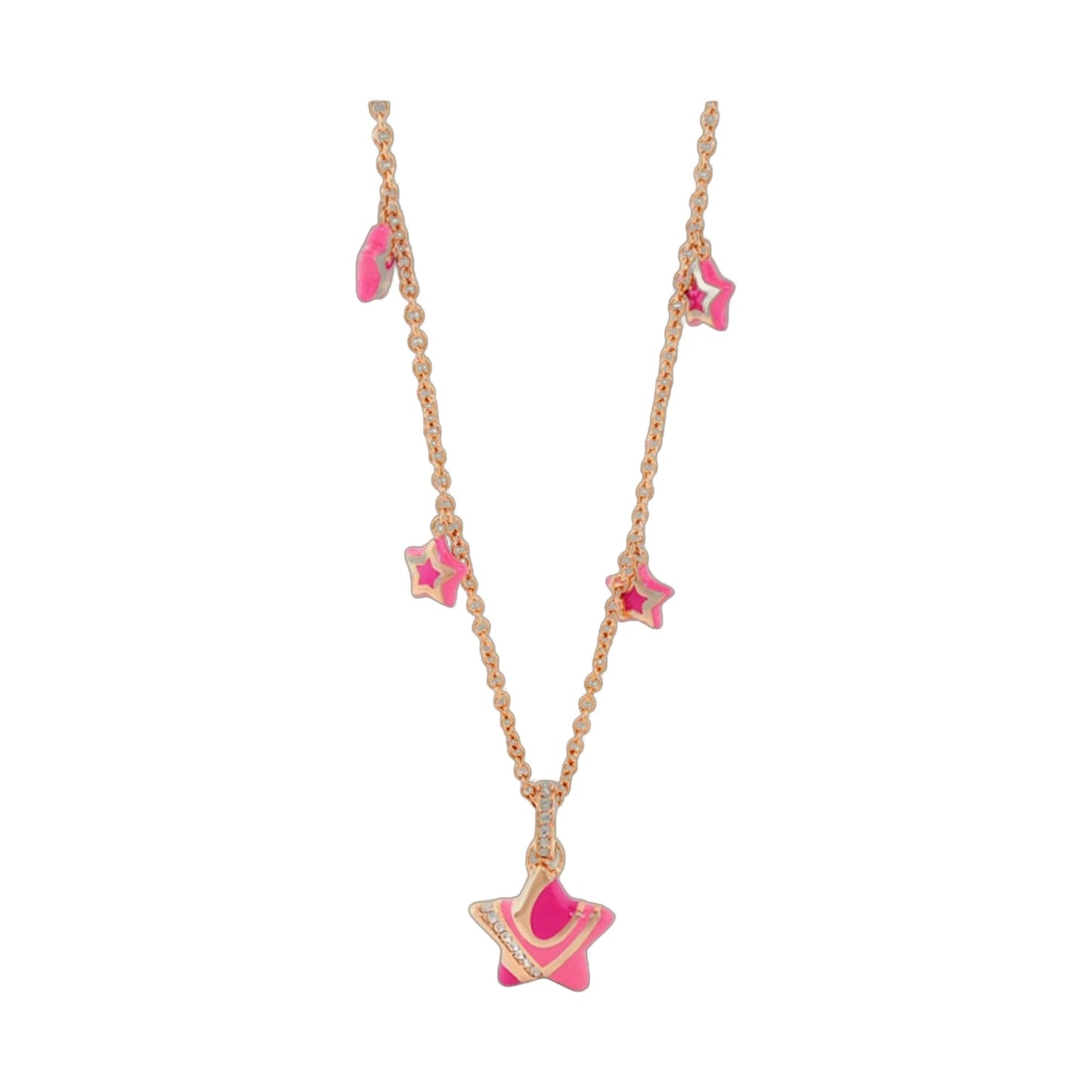 I Am A Star Child's Necklace rose-gold chain pink enamel star charms Lauren G Adams on Tampa Home & Garden Store