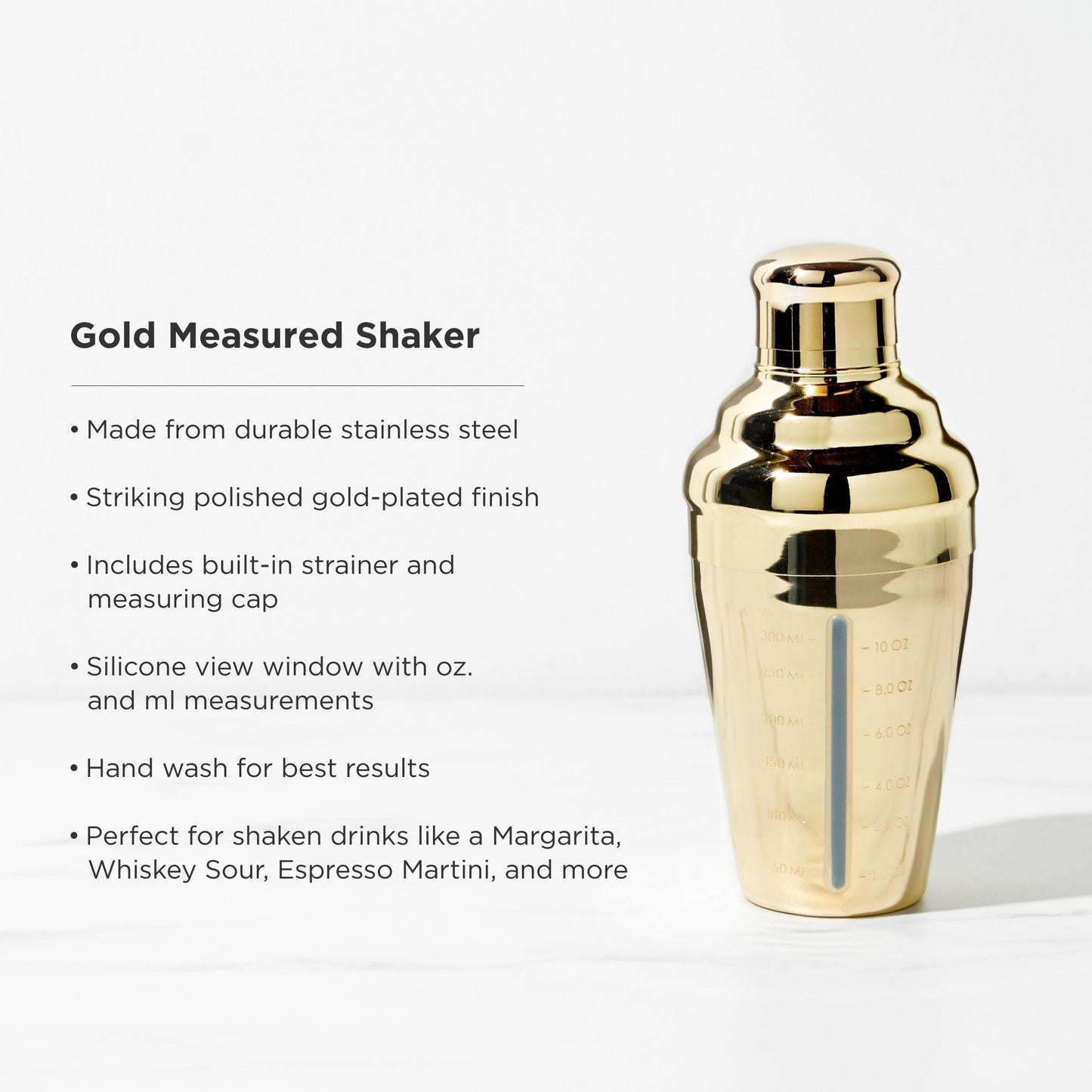 Gold and Measured Cocktail Shaker for Bartending