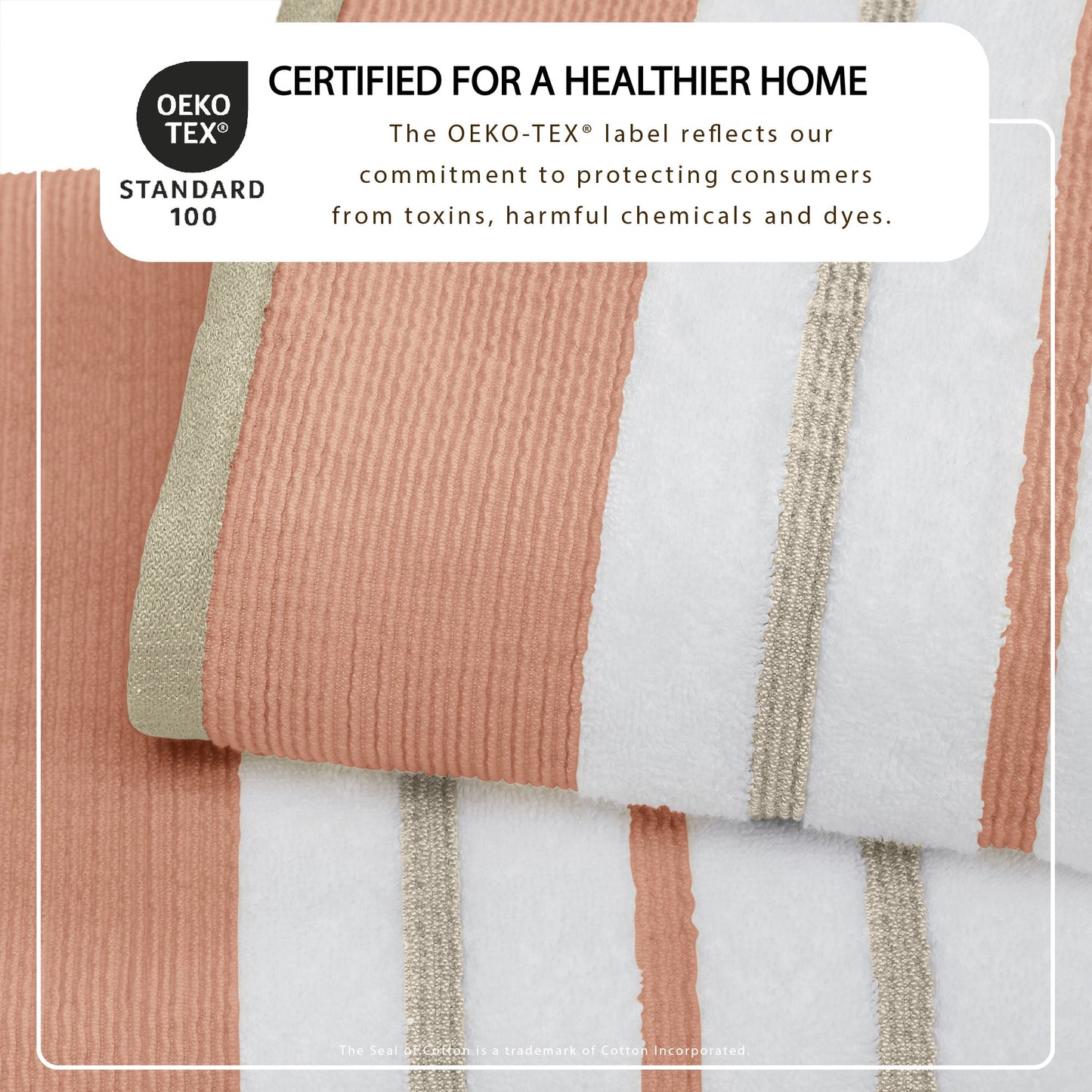 Soft Cotton Bath Towel Set and Stripe Detail