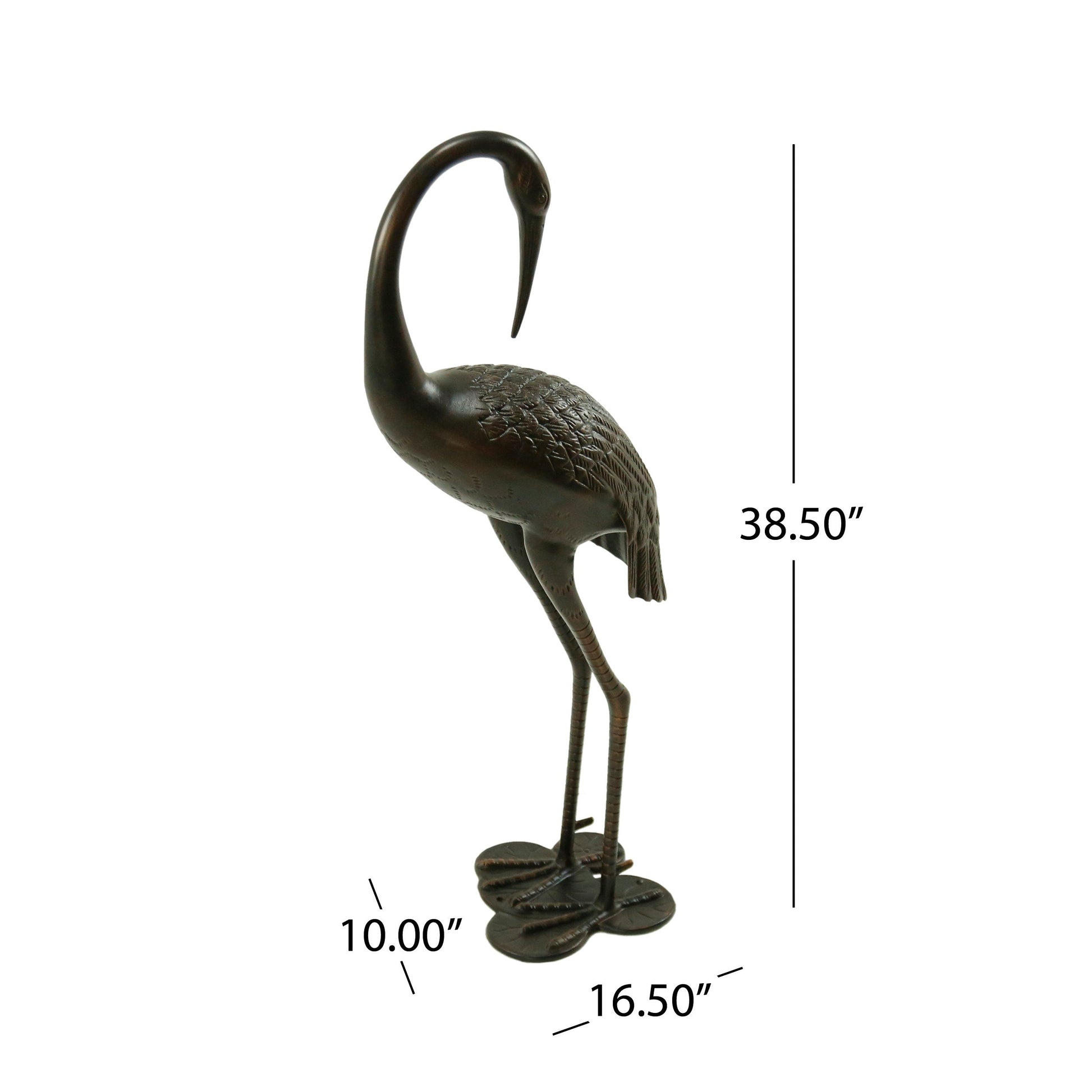 Sunny Outdoor 39 Inch Aluminum Crane decorative garden statue, shiny finish HouseOfZazla on Tampa Home & Garden Store